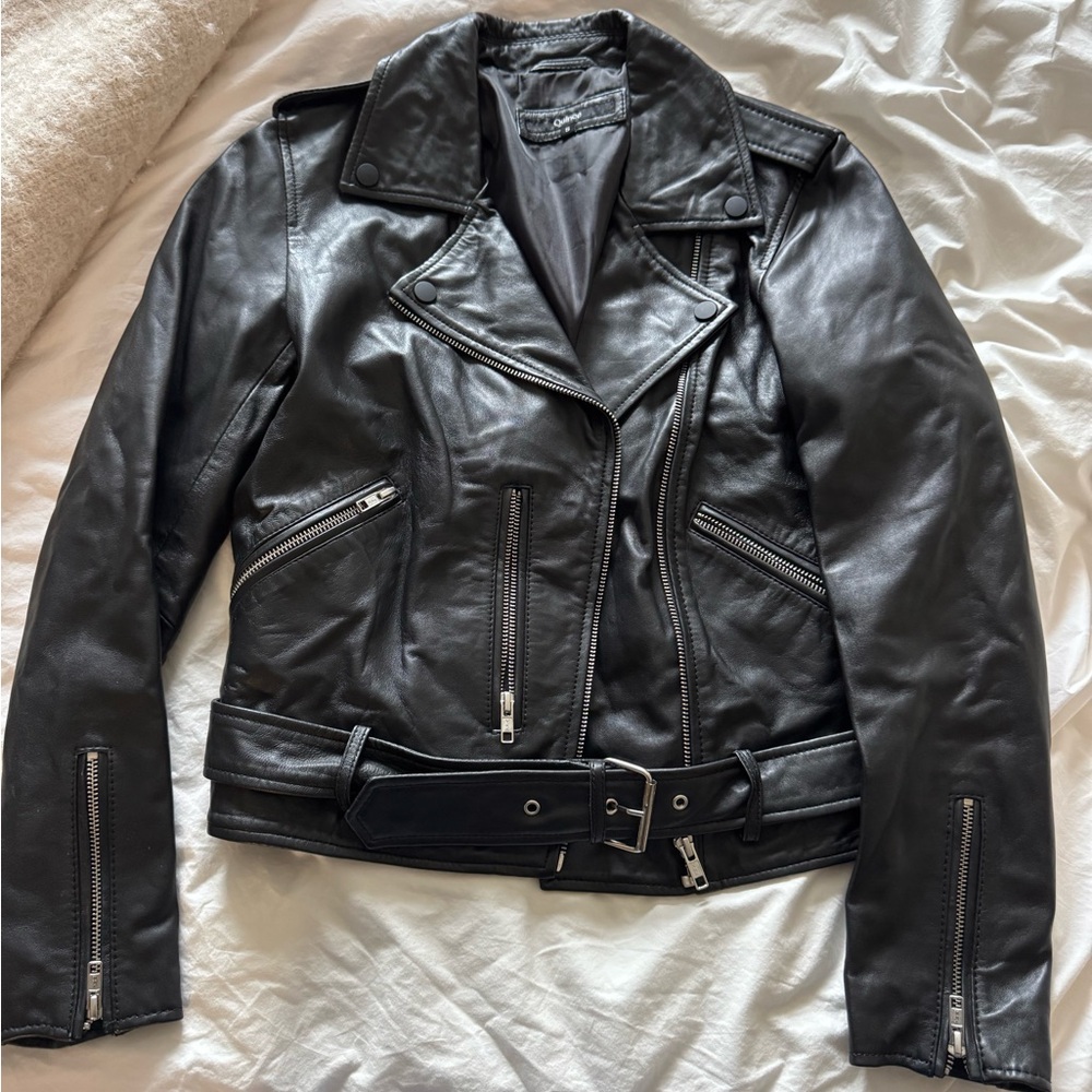 Quince Charcoal Leather Jacket